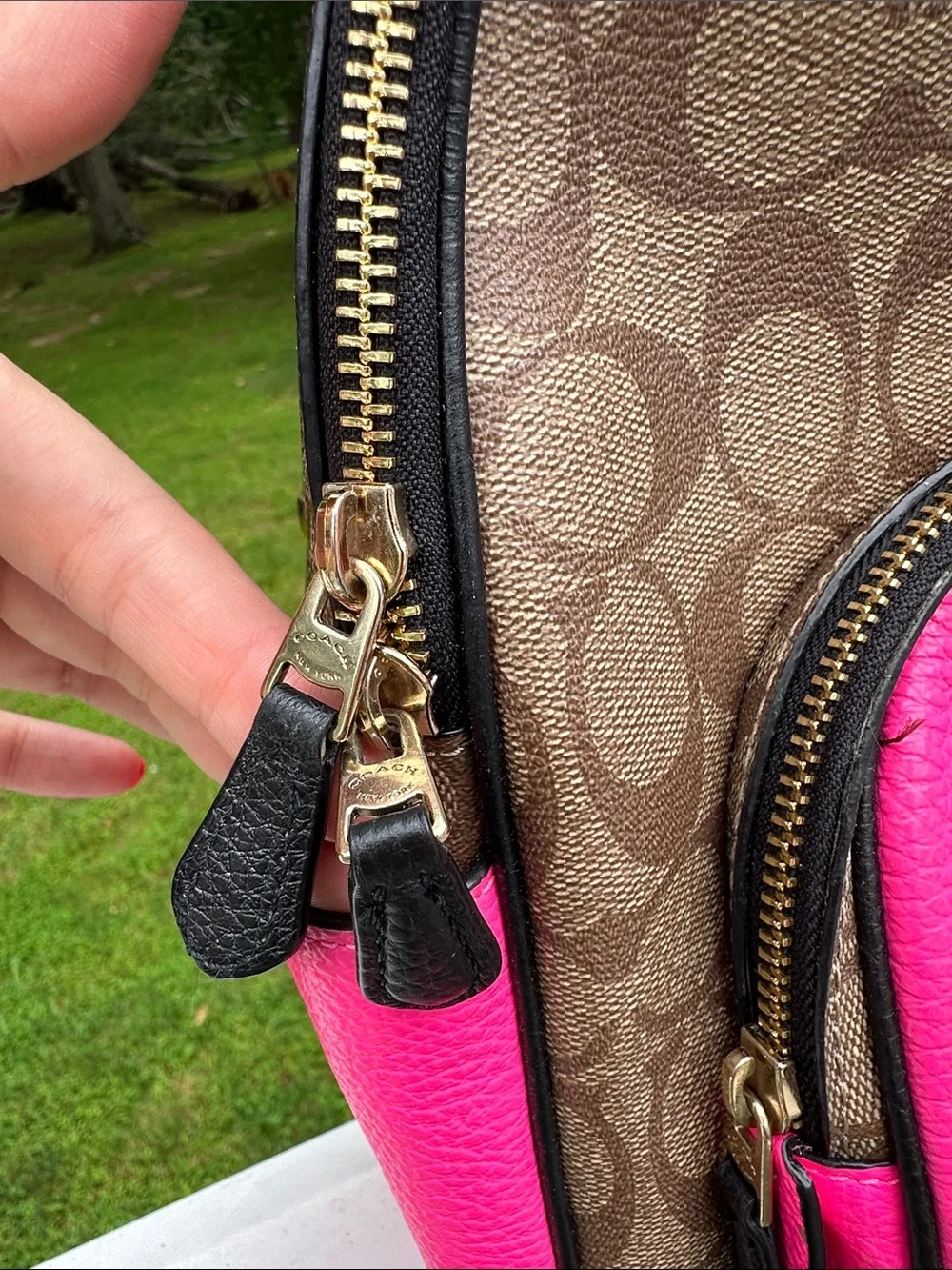 Coach Court Backpack in Color-block Signature Canvas C5808